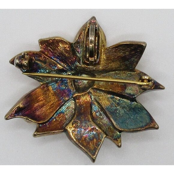 Vintage Avon Yellow Enamel Flower Brooch Pendant Gold Tone Glitter Floral Pin - Picture 5 of 9